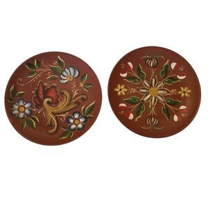 NORWAGIAN Rosemaling Plate‎ Hand Painted Folk Art STAVAN  Pottery Studio 7"